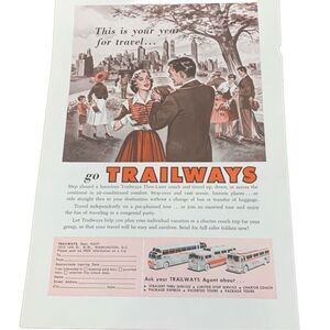 Vintage 1957 Trailways Your Year for Travel Ad Advertisement